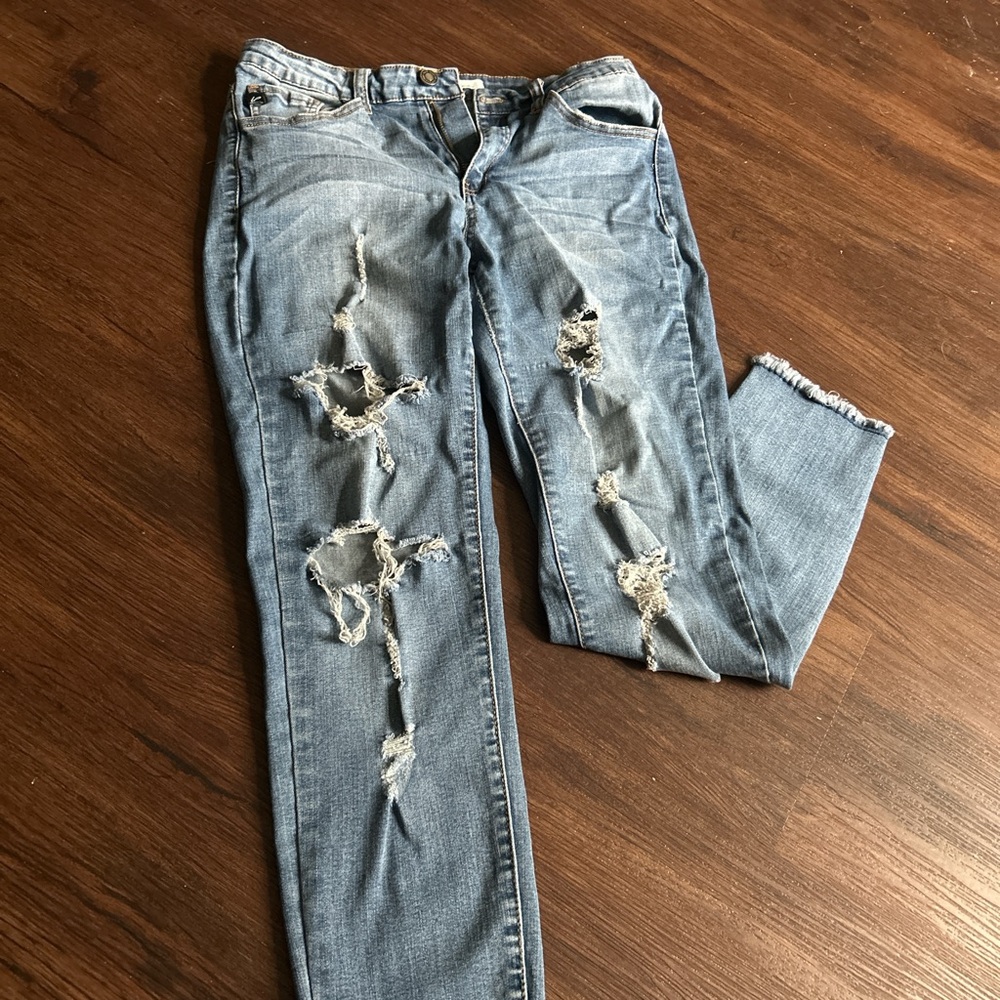Distressed Blue Jeans